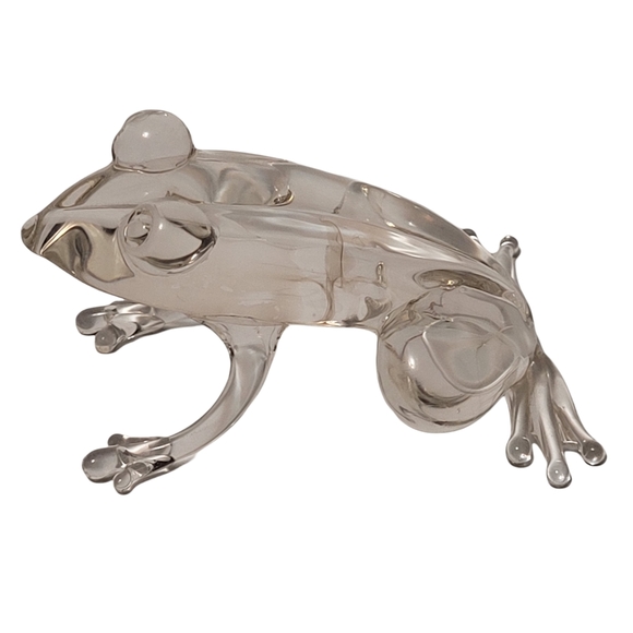 Clear Glass HAND BLOWN FROG Figurine Paperweight - Picture 4 of 8